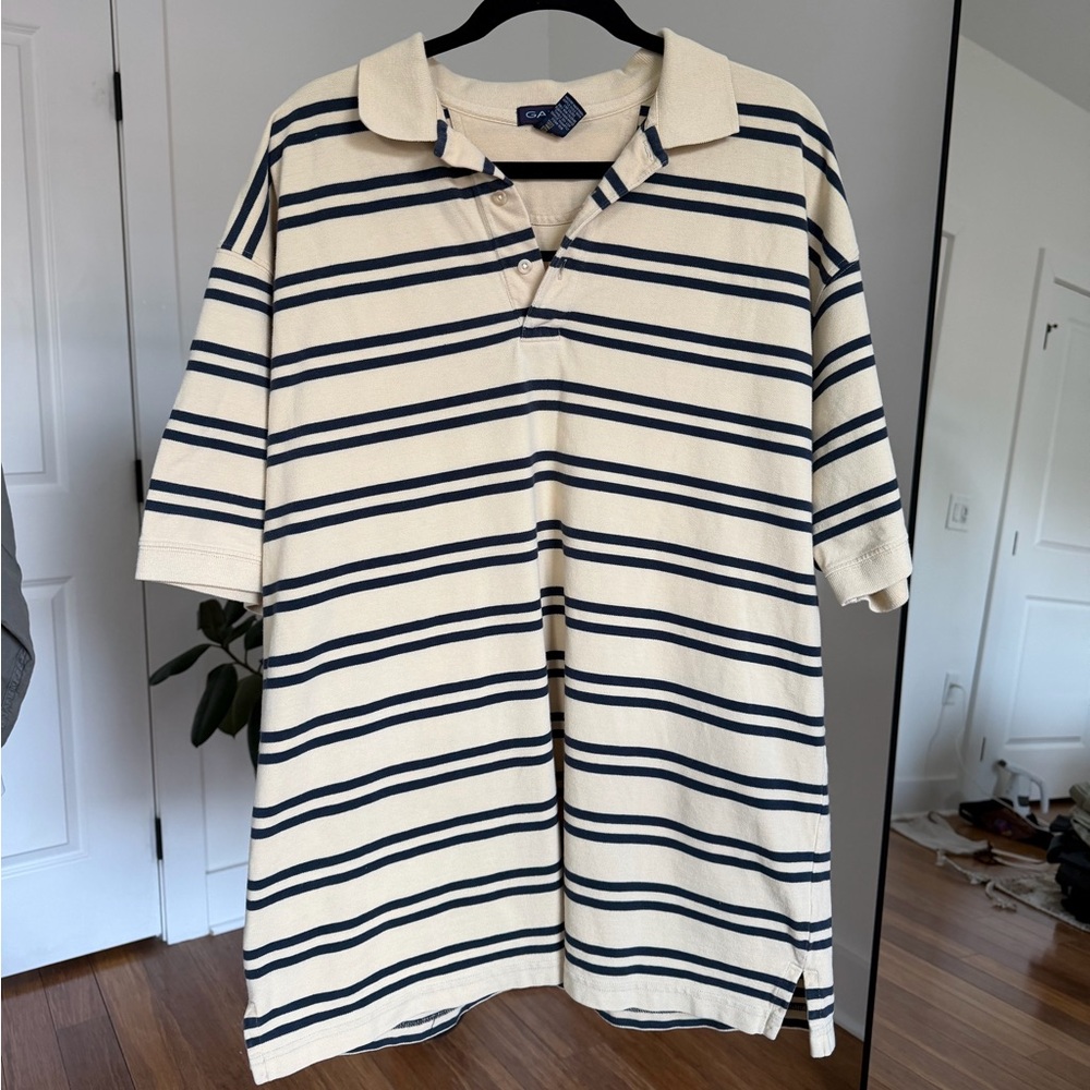 Gant Tan and Black Striped Polo Shirt